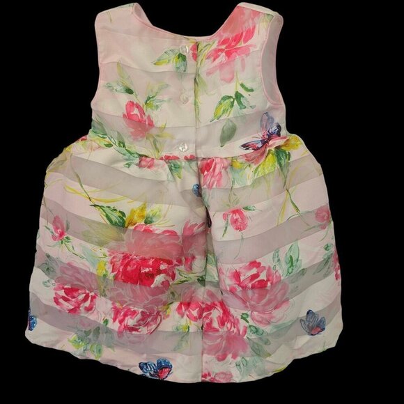 Wonder Nation Toddler Floral Sundress 18Mo Layered Petticoat White Pink Poly - Picture 3 of 11